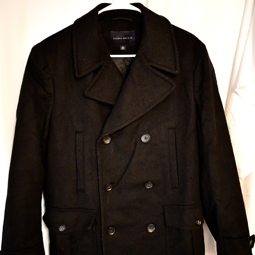 Banana Republic Men’s Black Peacoat classic